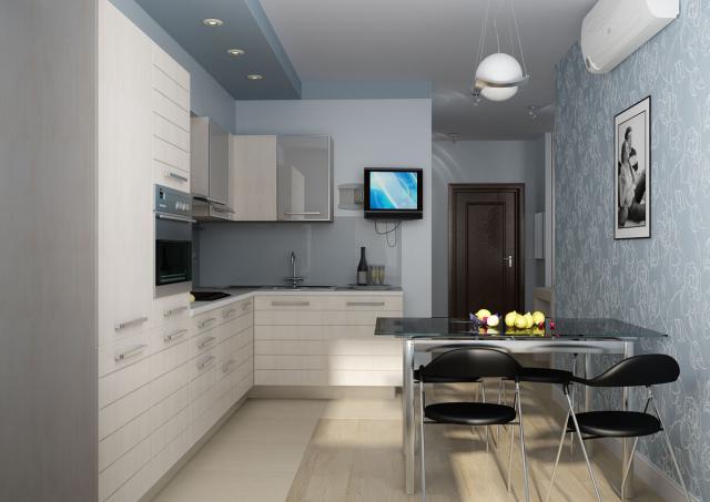 Дизайн натяжного потолка на кухне: 40 современных вариантов